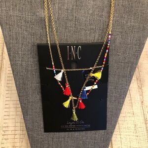INC International Concepts Multicolor Tassel Layer It On Necklace